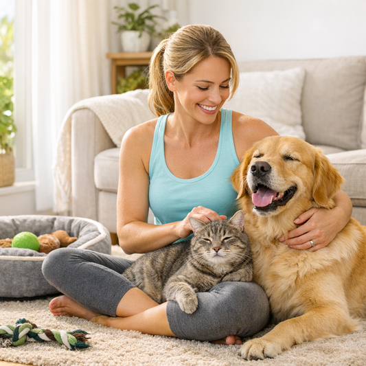 Dog receiving CBD oil or treat from owner's hand