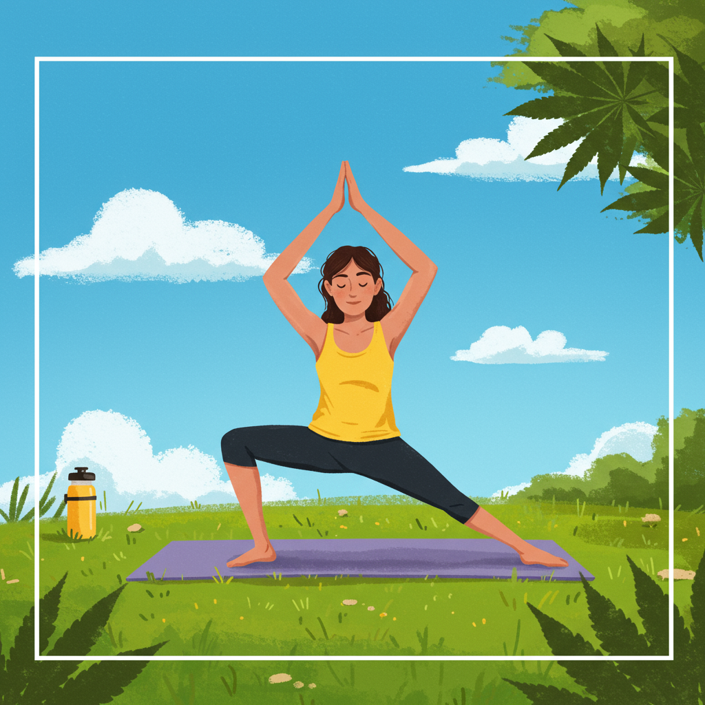 Person holding hemp wellness product in calm, balanced environment