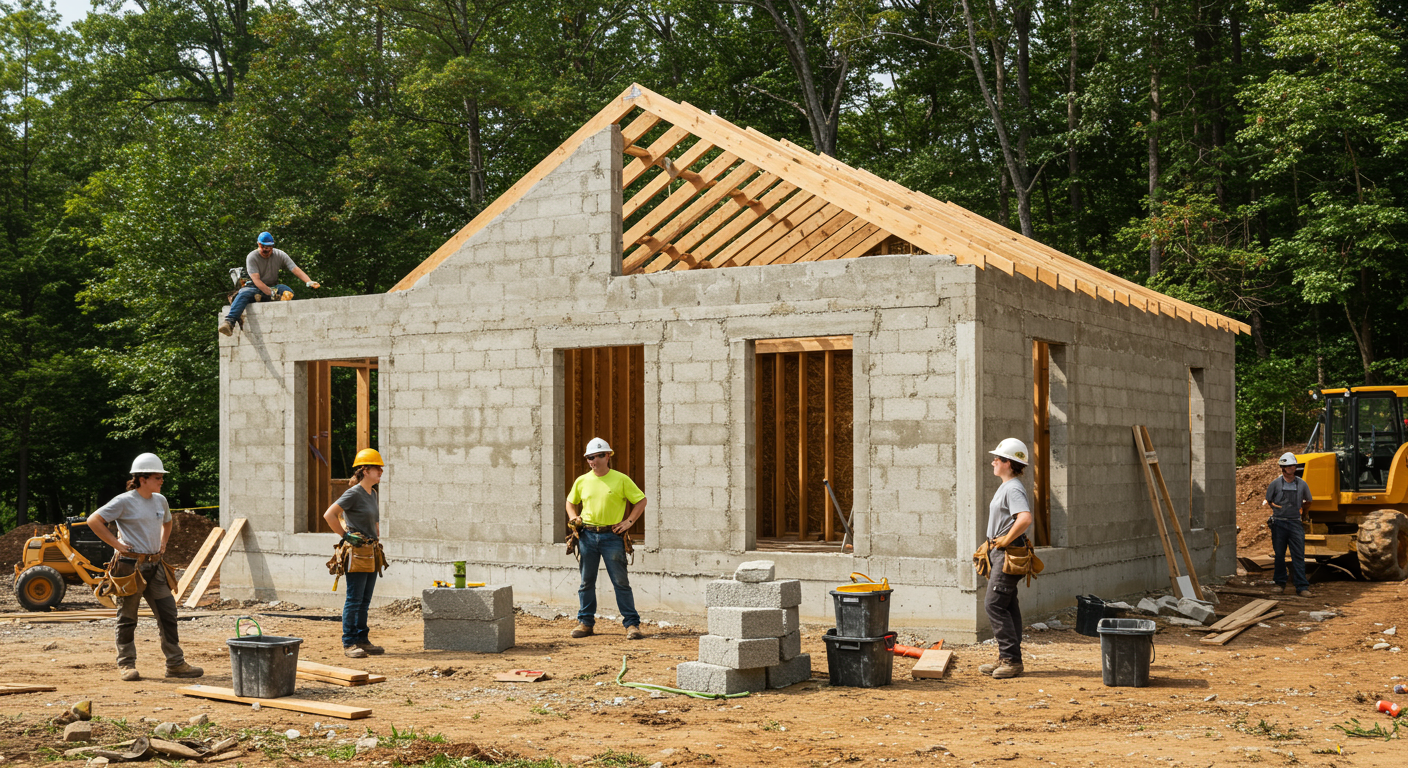 Hempcrete material block showing light tan composite construction texture