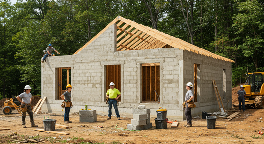 Hempcrete material block showing light tan composite construction texture