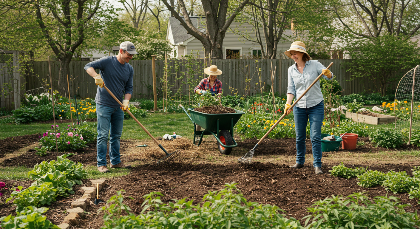 Young hemp seedlings sprouting in home garden soil beds