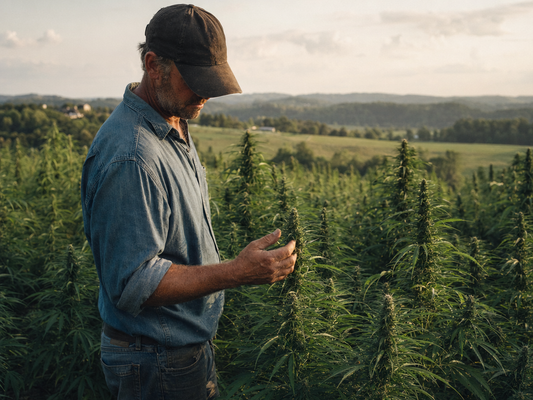 Nic Johnson, hemp farmer and Mr. Hemp Flower at Wholesale Hemp Farms