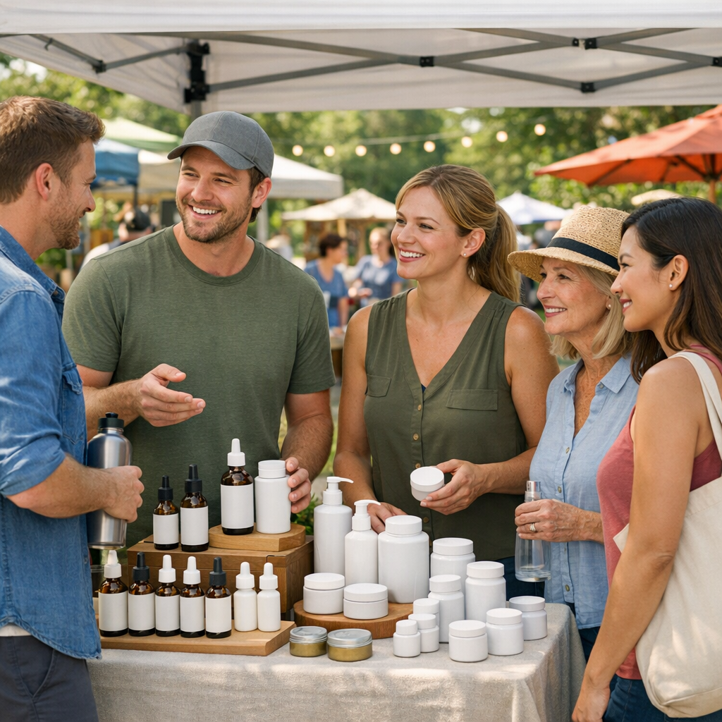 Rows of branded white label CBD products ready for distribution