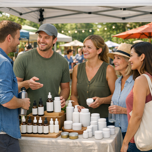 Rows of branded white label CBD products ready for distribution