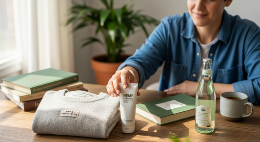 Premium hemp product displayed alongside established luxury brand items