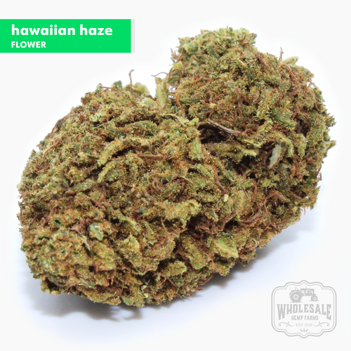Hawaiian Haze hemp flower buds, a sativa dominant CBD strain grown organically on our Kentucky farm