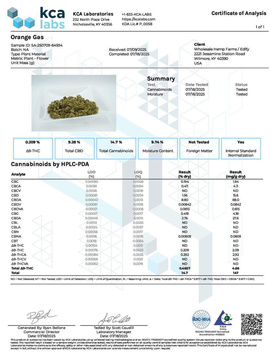 Orange Gas hemp flower, Orange Gas Hybrid Hemp Flower