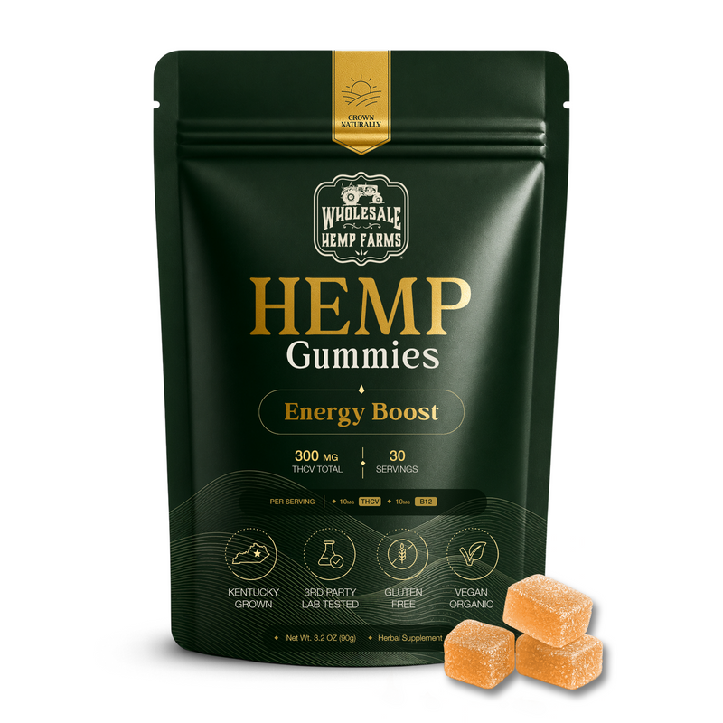 CBD THCV energy gummies, Wholesale Hemp Farms package