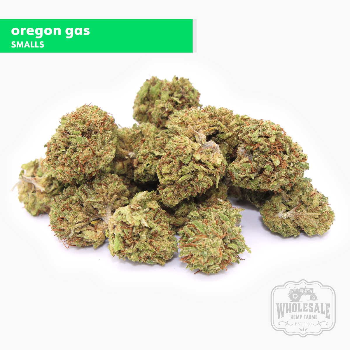 Orange Gas hemp flower smalls — hybrid CBD buds from our USDA Organic Kentucky farm
